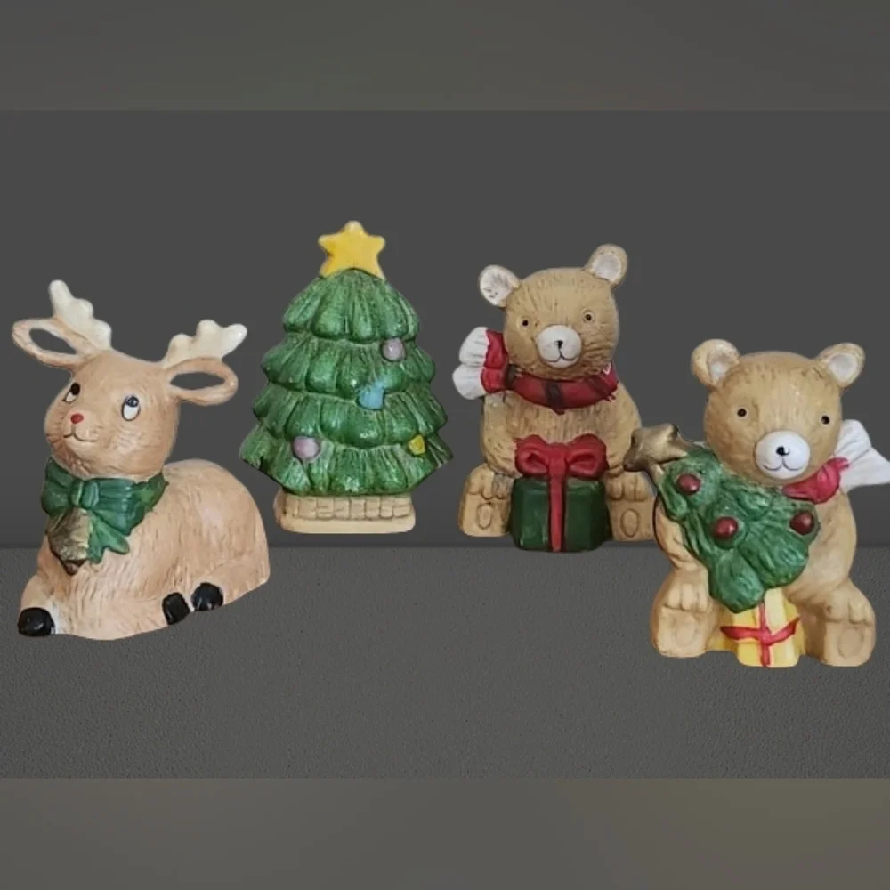 Christmas Figurine Set with Reindeer and Bears
